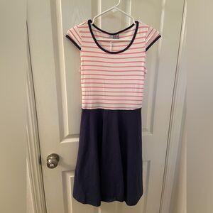 Miss B Busy Bees Dress Red White Striped Navy Blue Skirt Girls Size 16 NWT
